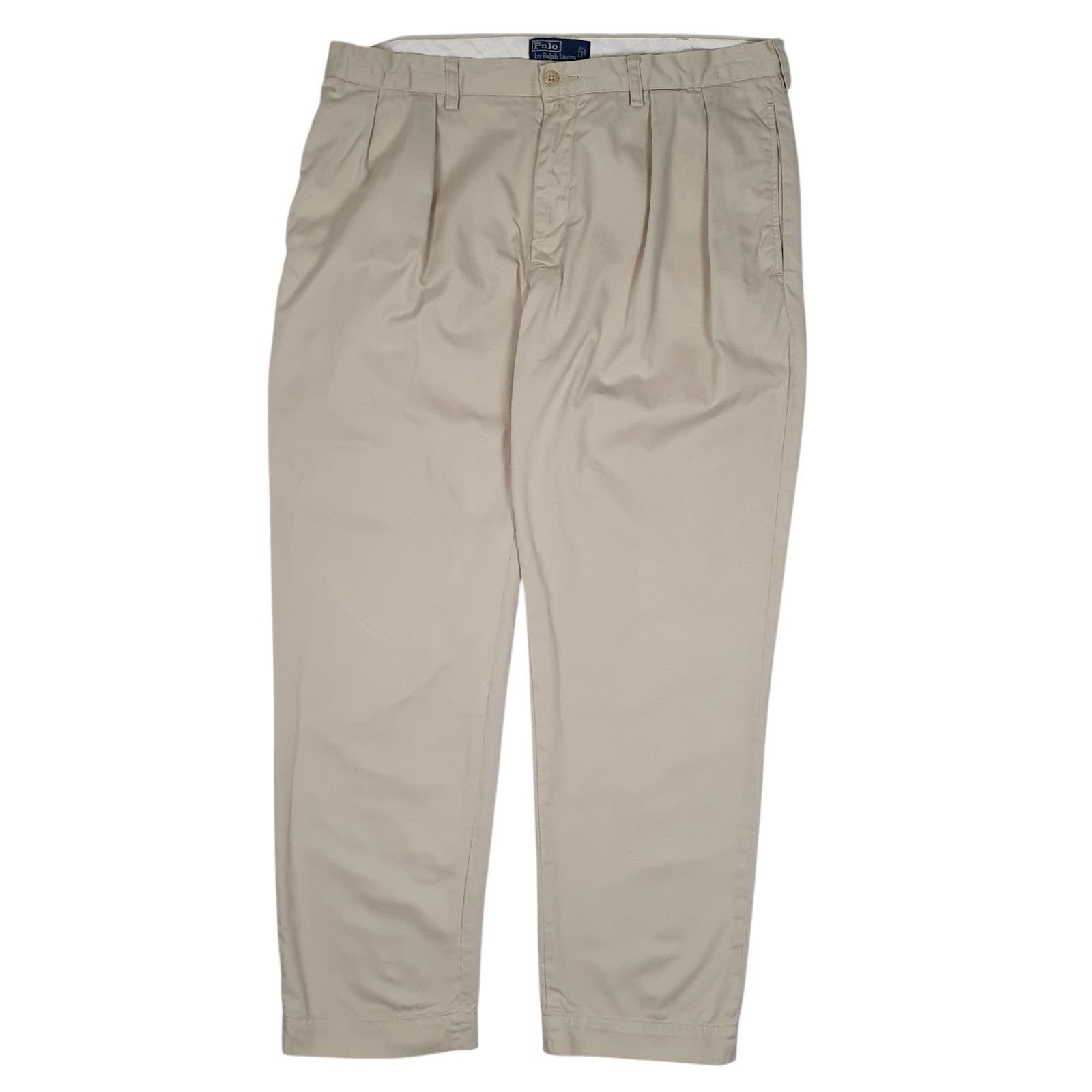 Mens Cream Polo Ralph Lauren Ethan Pant Double Pleated Chino Trousers