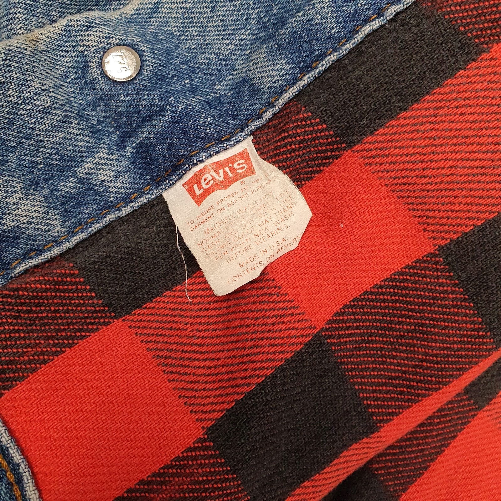 Mens Blue Levis Vintage 90s Blanket Lined Type 3 Trucker Full Zip Coat