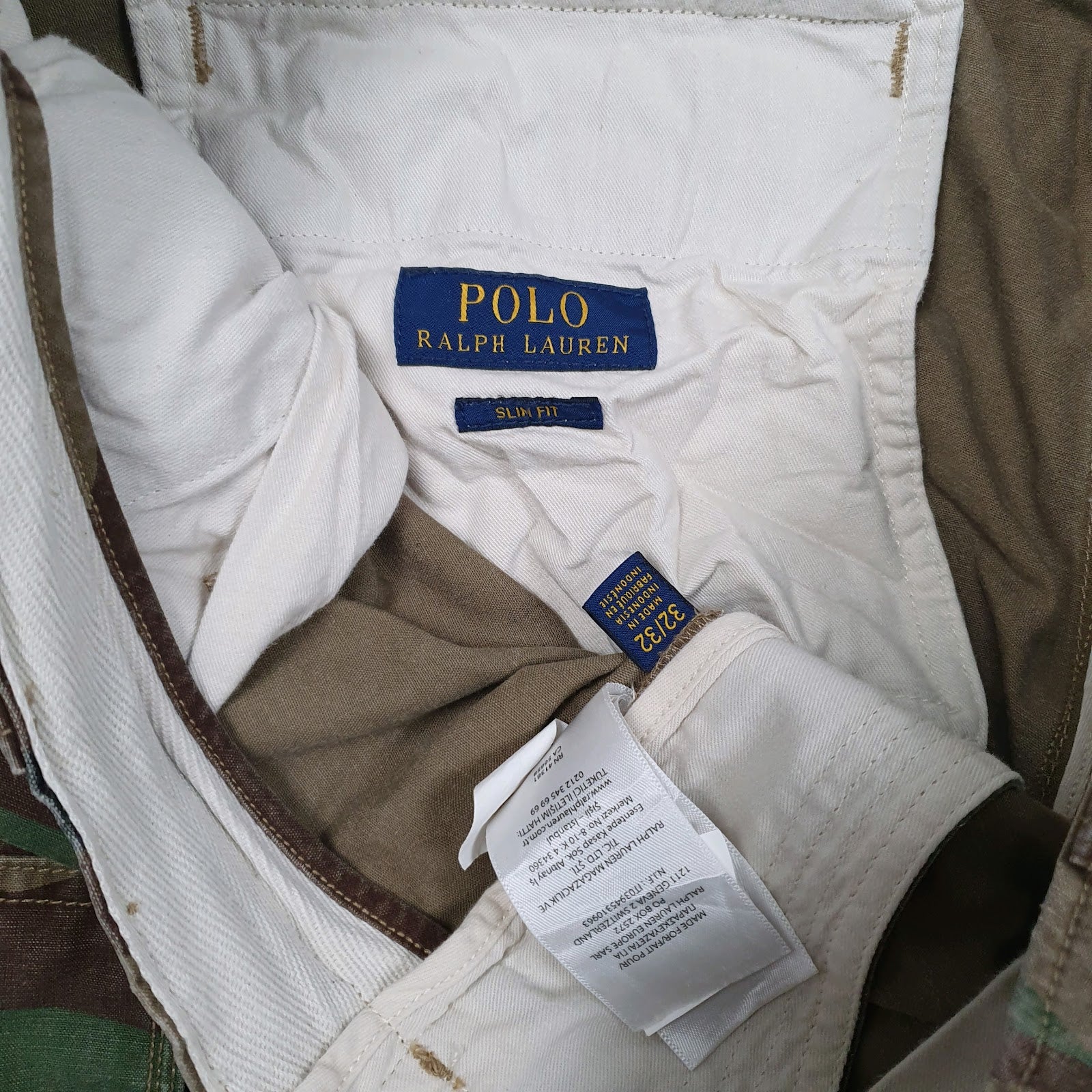 Mens Green Polo Ralph Lauren Military Crew Camo Camouflage  Trousers