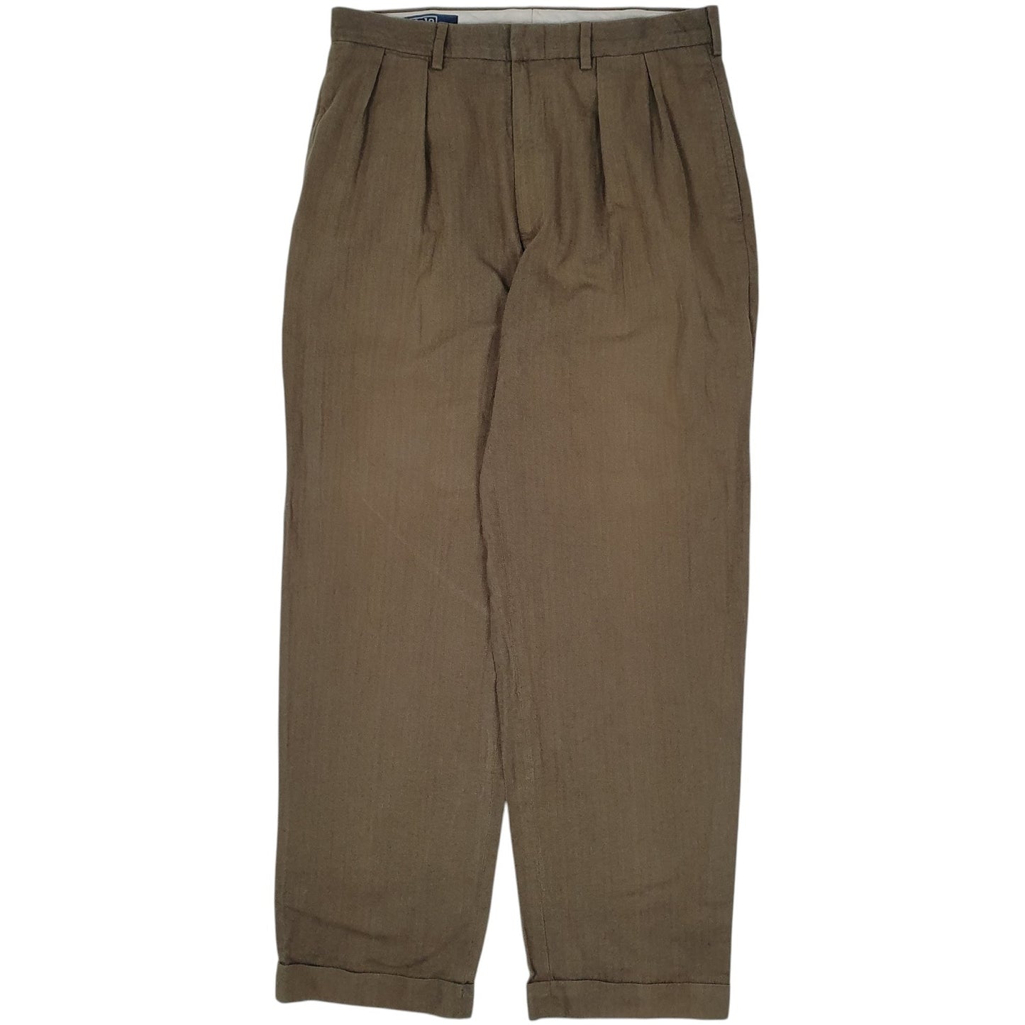 Mens Green Polo Ralph Lauren Double Pleated Herringbone Chino Trousers