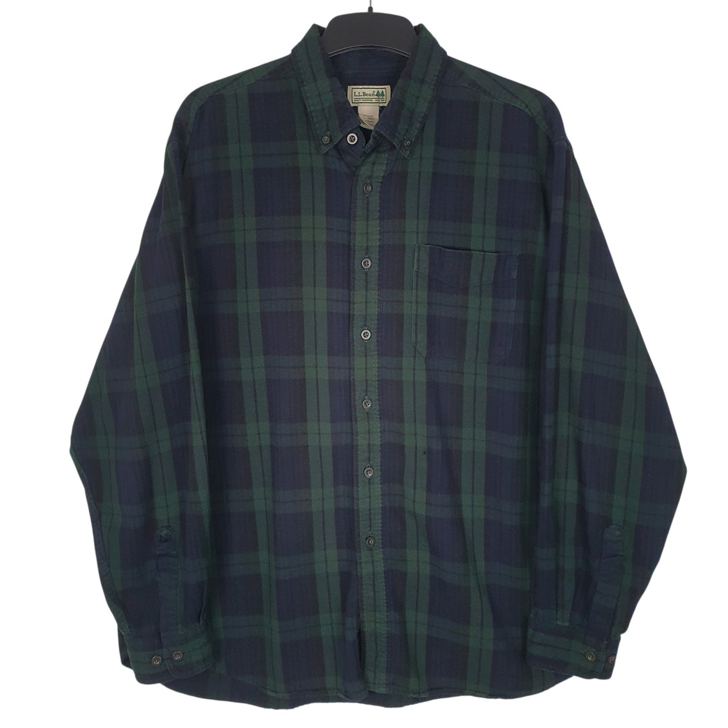 Mens Navy L.L.Bean Flannel Long Sleeve Shirt