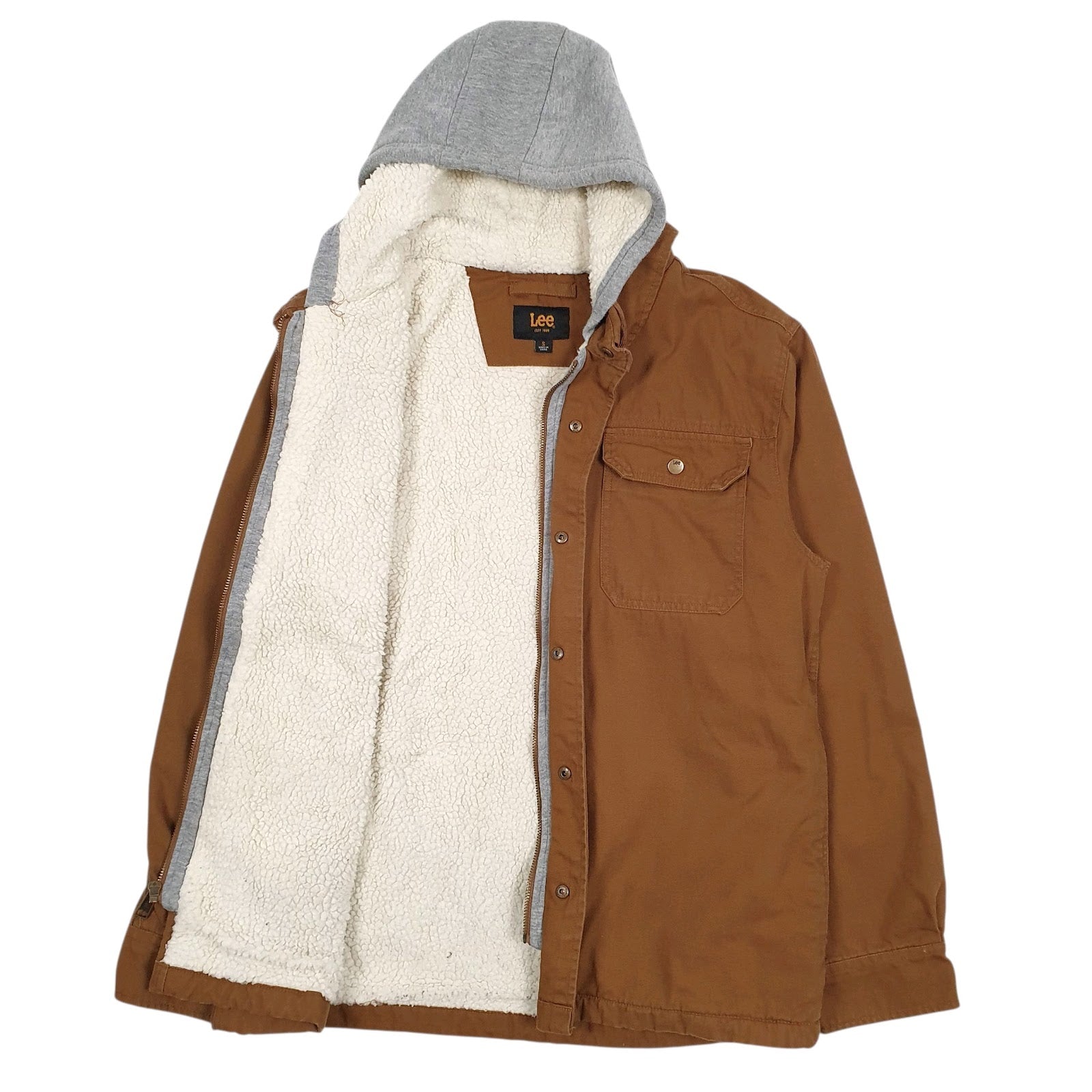 Mens Brown Lee Sherpa Lined  Coat