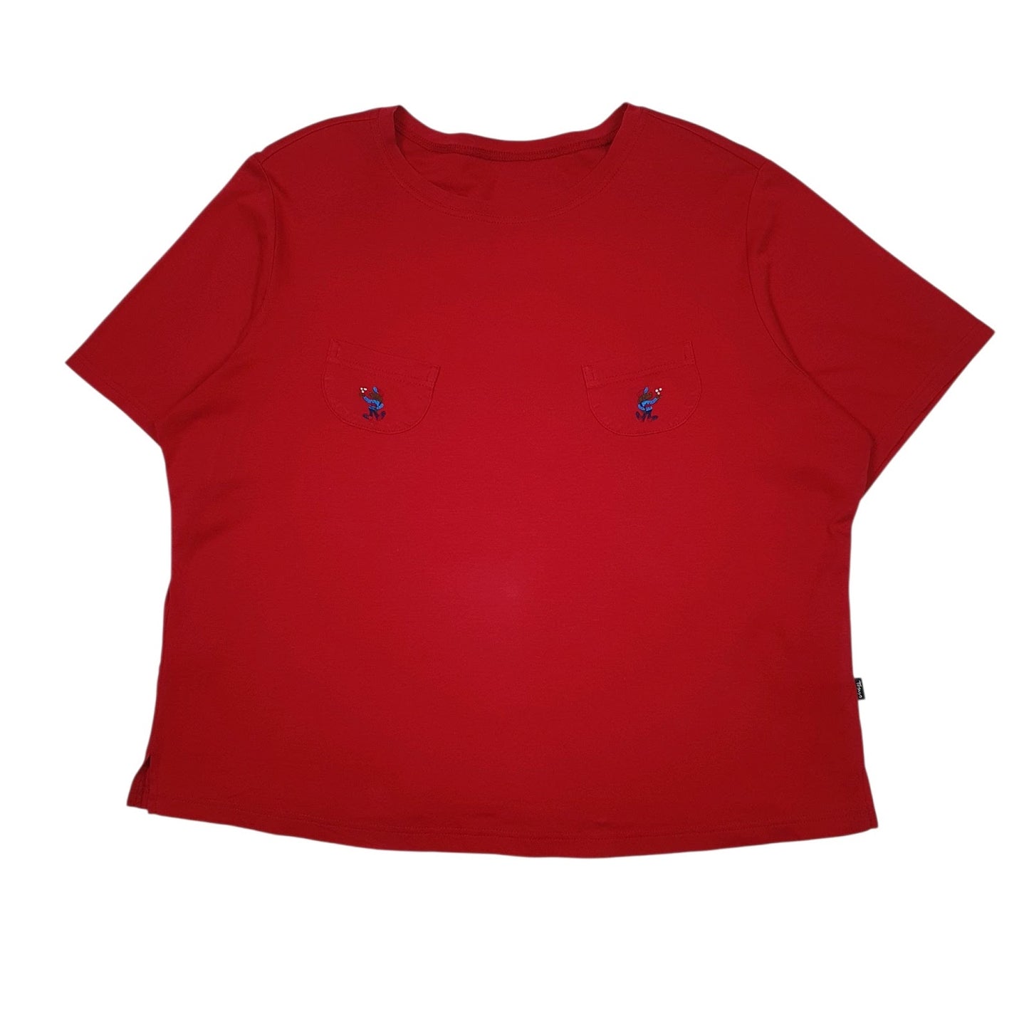 Womens Red Unbranded Shoulder Pads Short Sleeve T Shirt