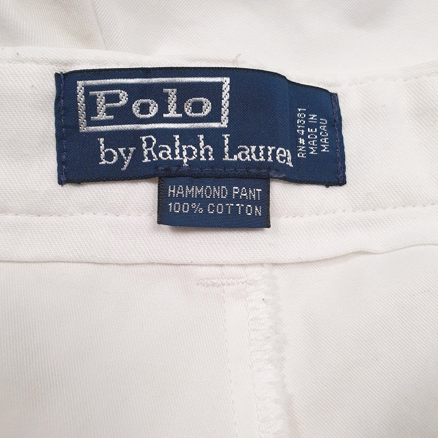 Mens White Polo Ralph Lauren Hammond Pant Double Pleated  Trousers