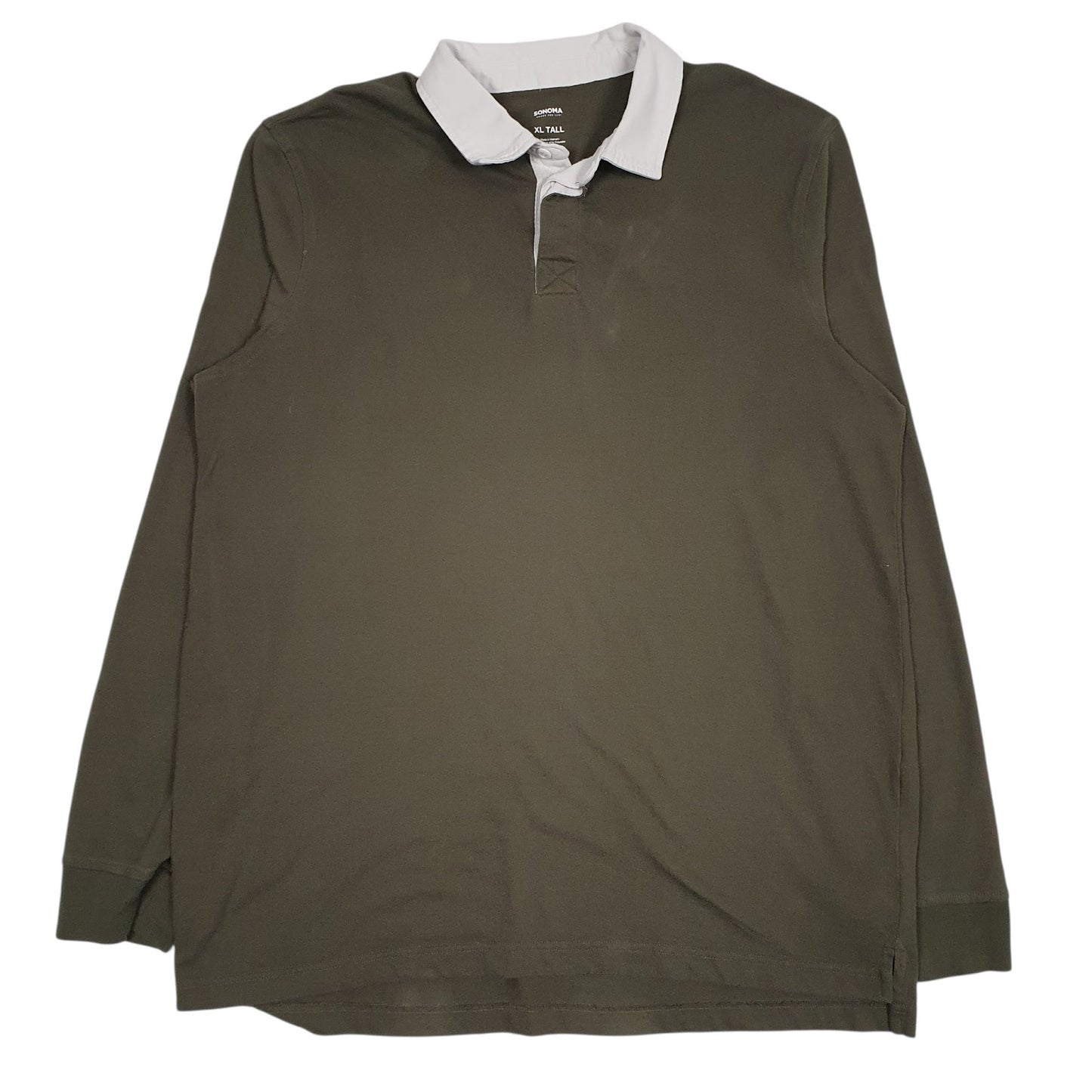 Mens Green Sonoma Rugby Long Sleeve Polo Shirt