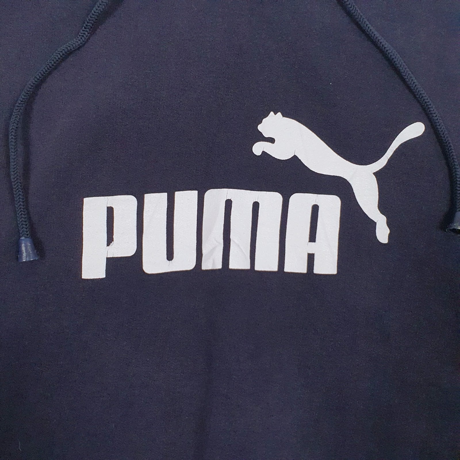 Mens Navy Puma Spellout Hoodie Jumper
