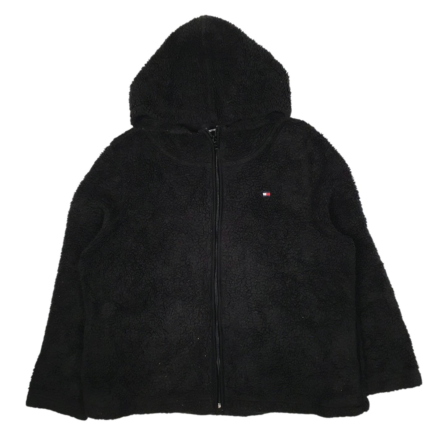 Womens Black Tommy Hilfiger Hoodie Sherpa Full Zip Jumper