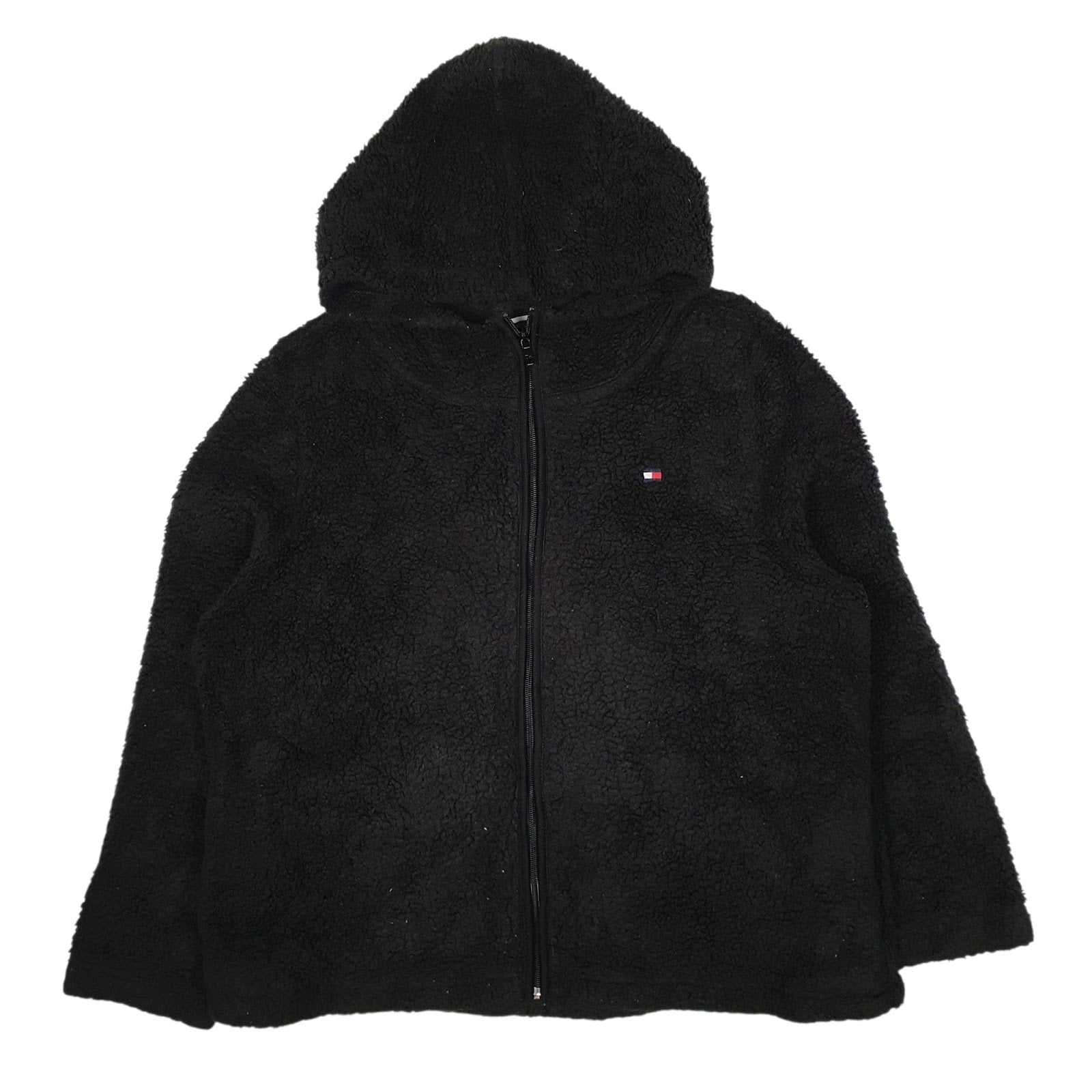 Womens Black Tommy Hilfiger Hoodie Sherpa Full Zip Jumper