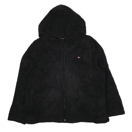 Womens Black Tommy Hilfiger Hoodie Sherpa Full Zip Jumper