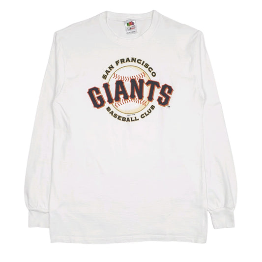Mens White Fruit Of The Loom Vintage 00s Francisco Giants Baseball Club Long Sleeve T Shirt