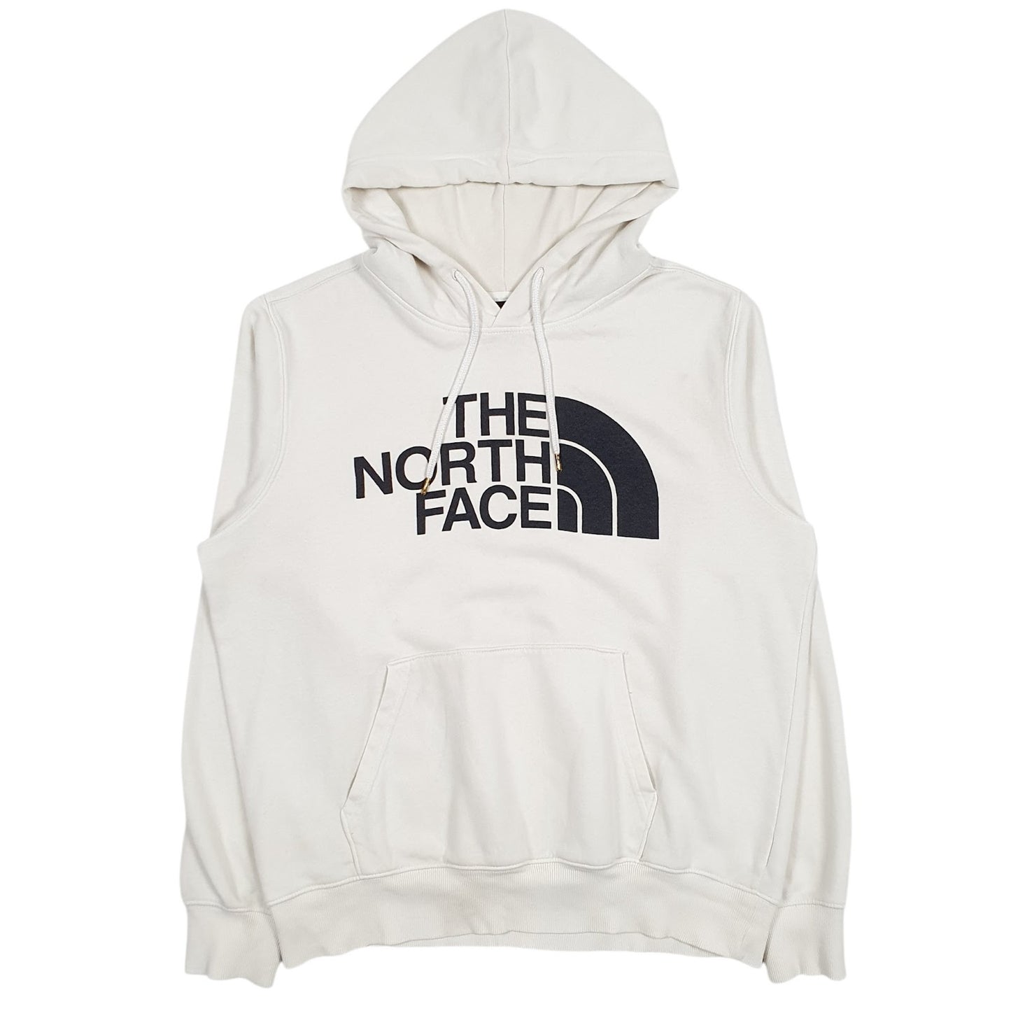 Mens Cream The North Face Spellout Hoodie Jumper