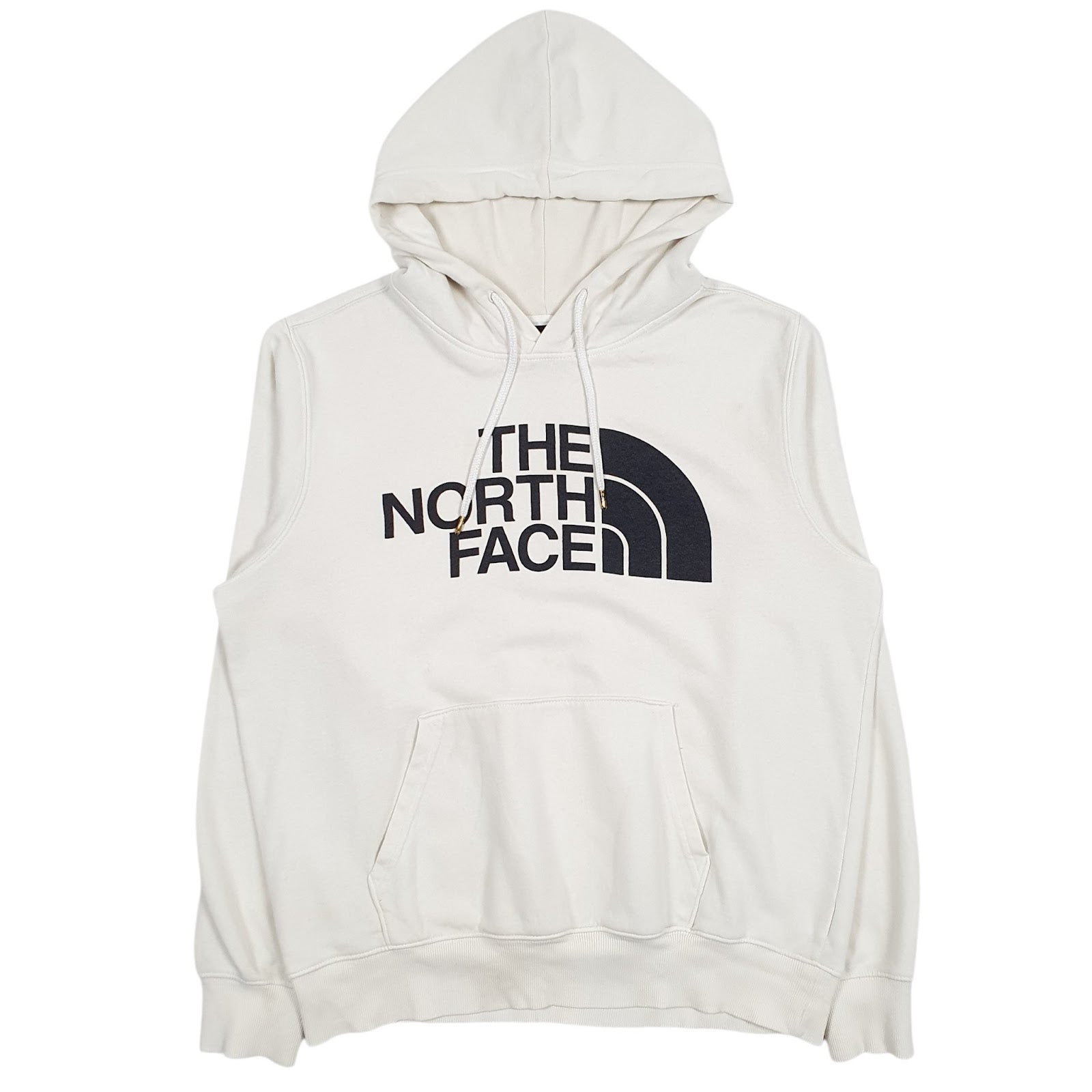 Mens Cream The North Face Spellout Hoodie Jumper