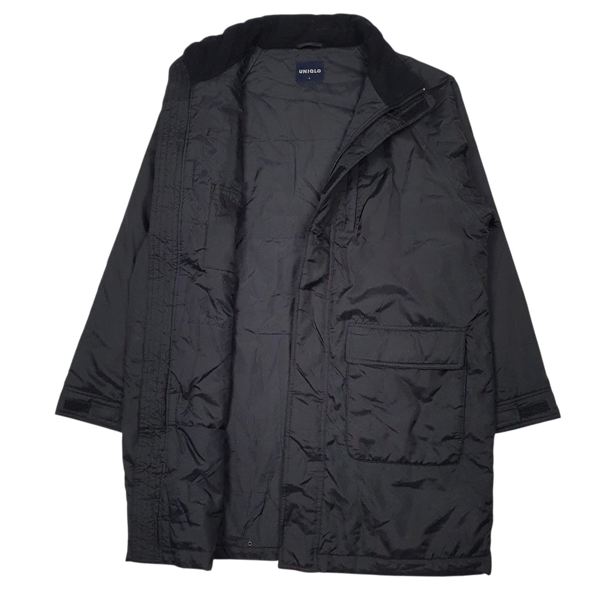 Mens Black Uniqlo Longline  Coat