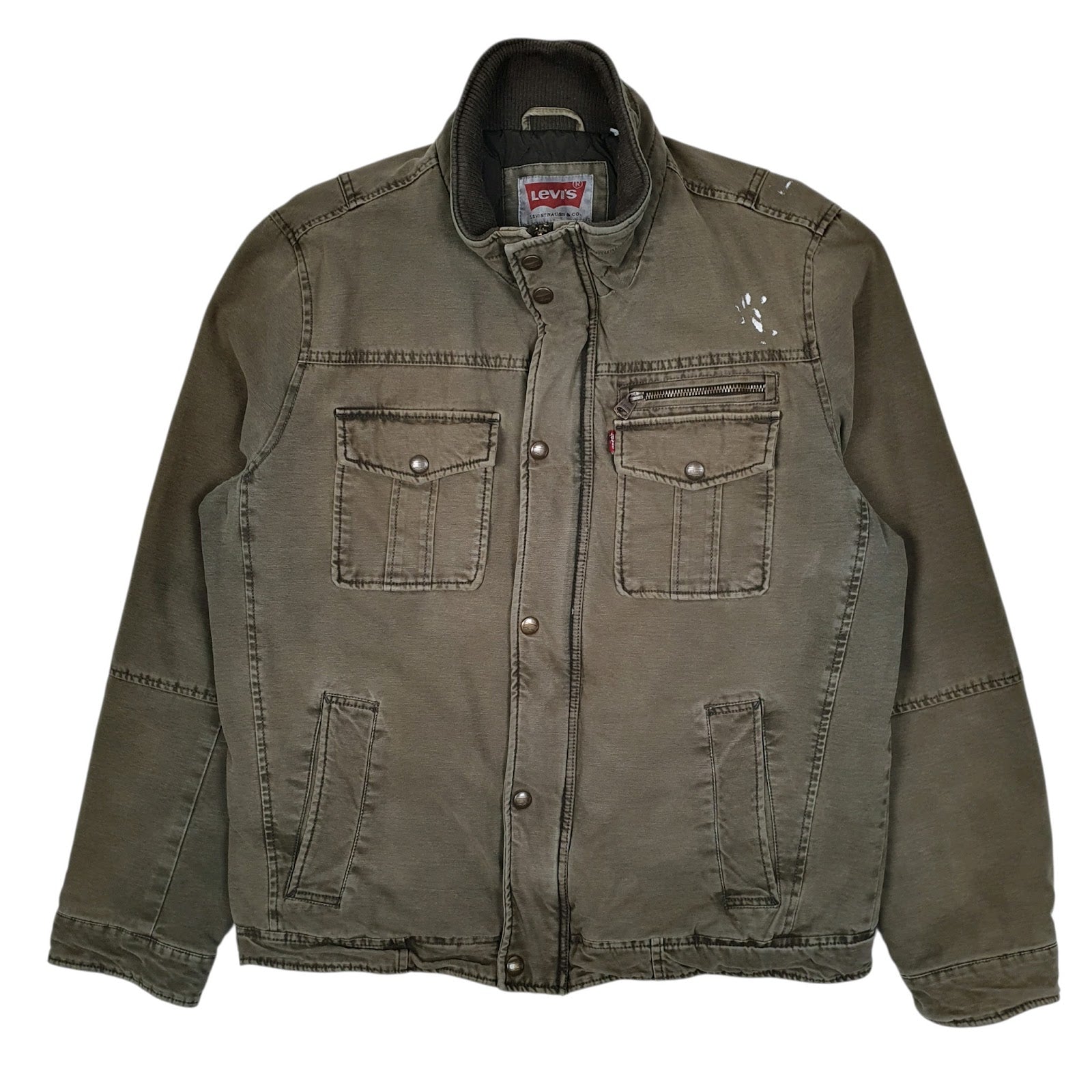 Mens Grey Levis Military Bomber Windbreaker  Coat