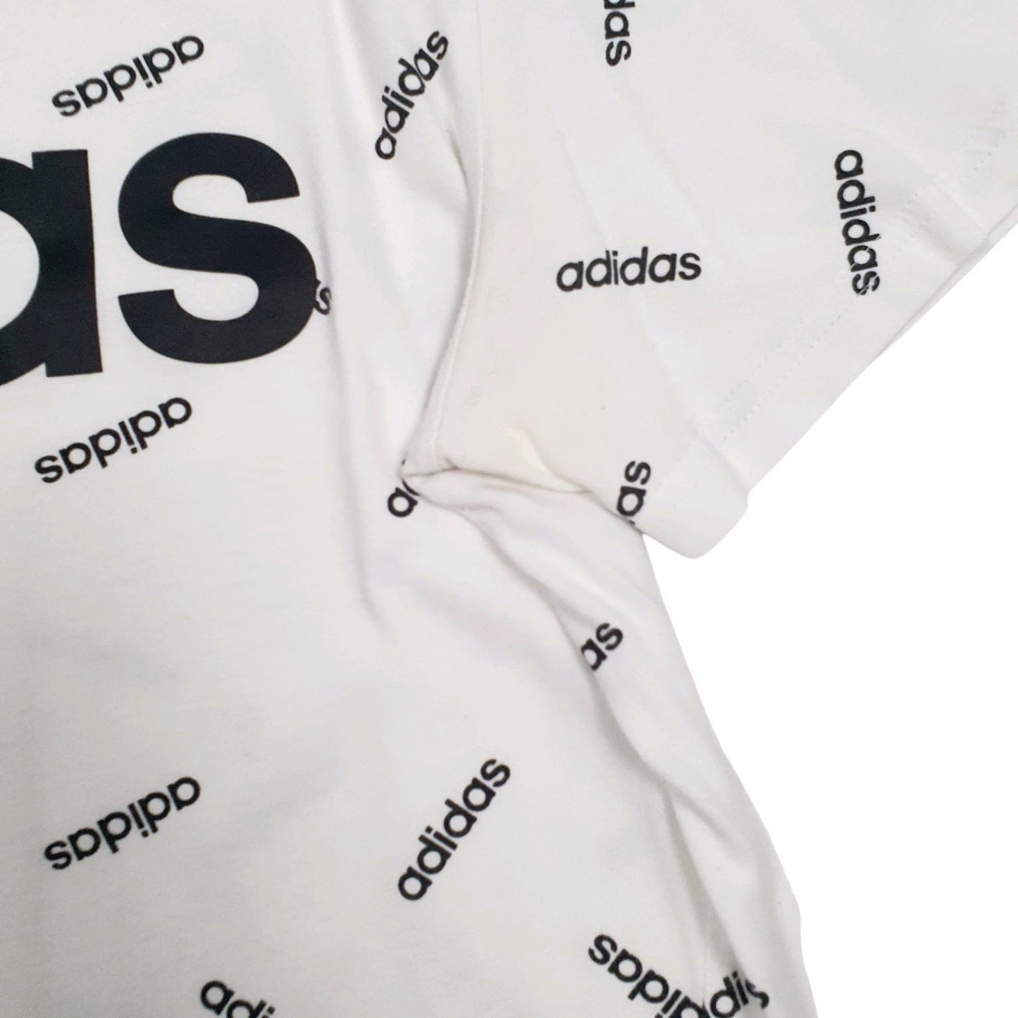 Mens White Adidas Spellout  T Shirt