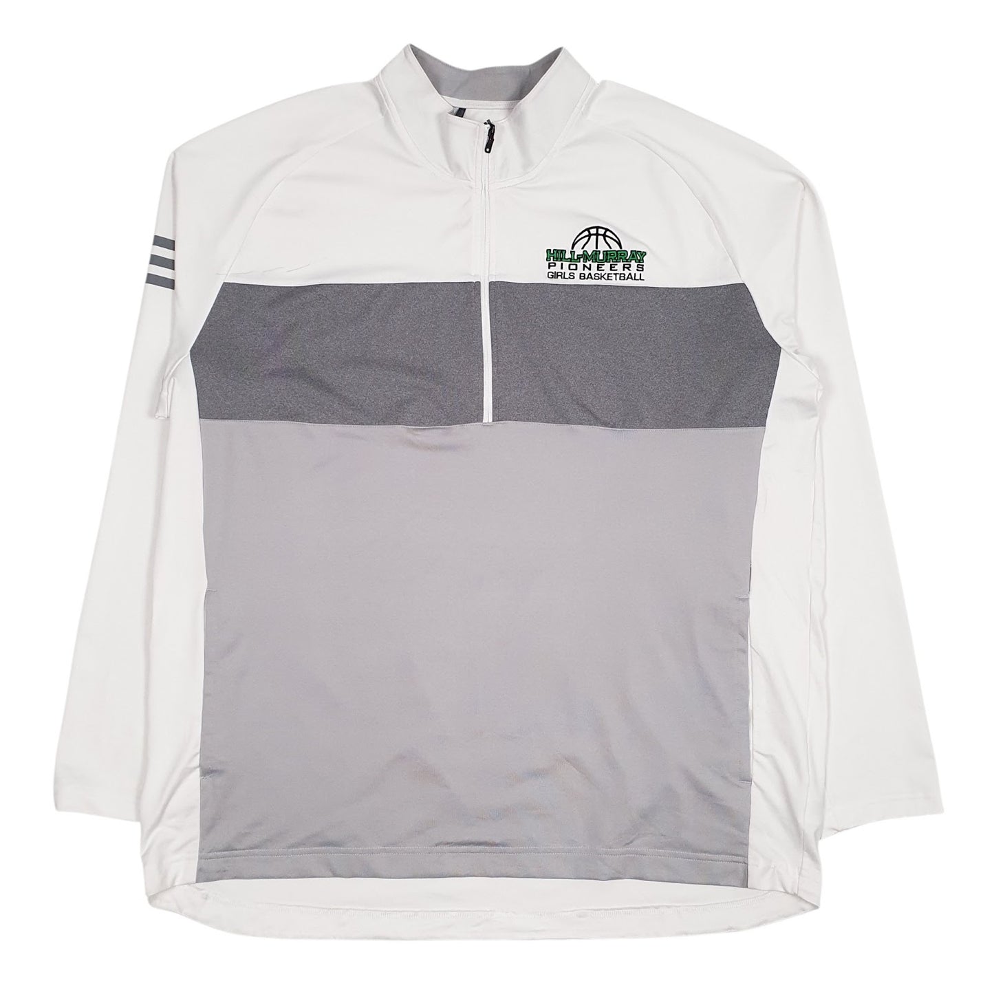 Mens White Adidas Active Wear Hill-Murray Pioneers Girls Basketball Quarter Zip Jumper