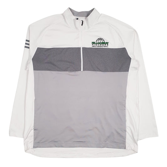 Mens White Adidas Active Wear Hill-Murray Pioneers Girls Basketball Quarter Zip Jumper