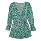 Womens Green FB Sister Plunge Long Sleeve Dress