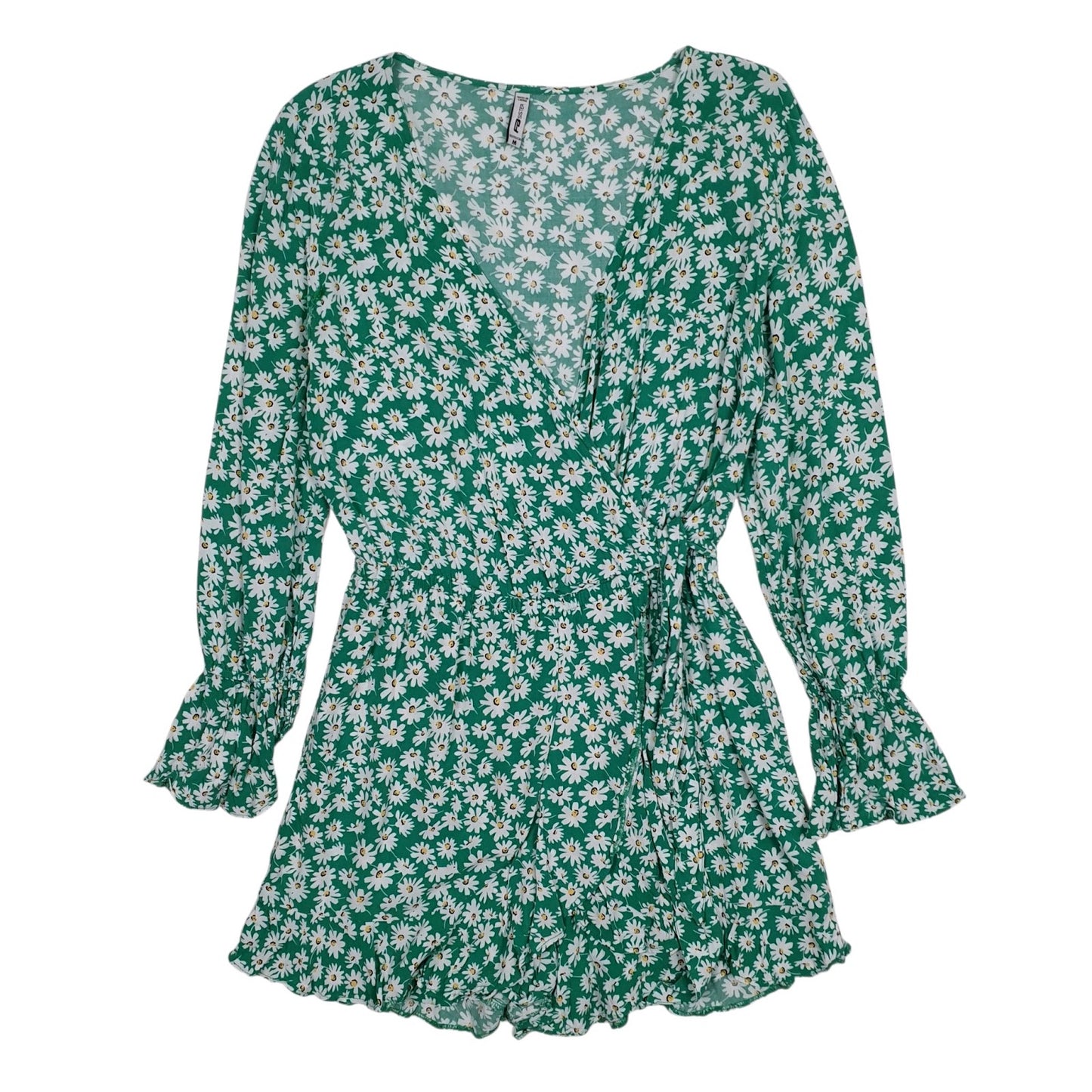 Womens Green FB Sister Plunge Long Sleeve Dress