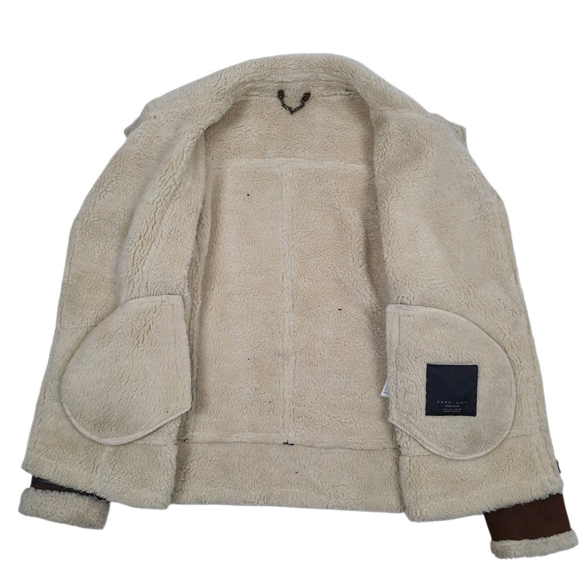 Mens Brown Zara Faux Shearling Flight  Coat