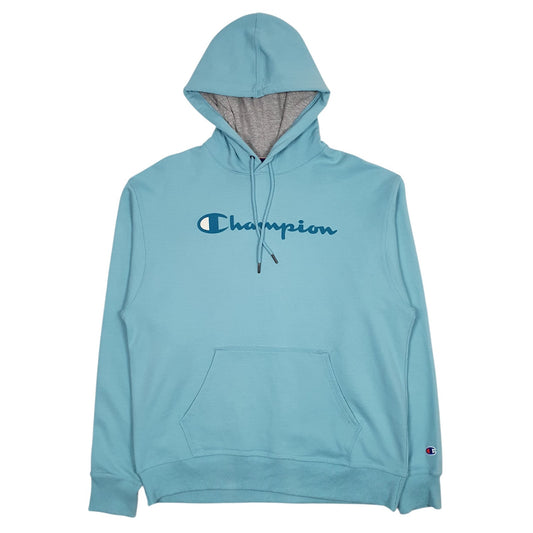Mens Blue Champion Spellout Hoodie Jumper