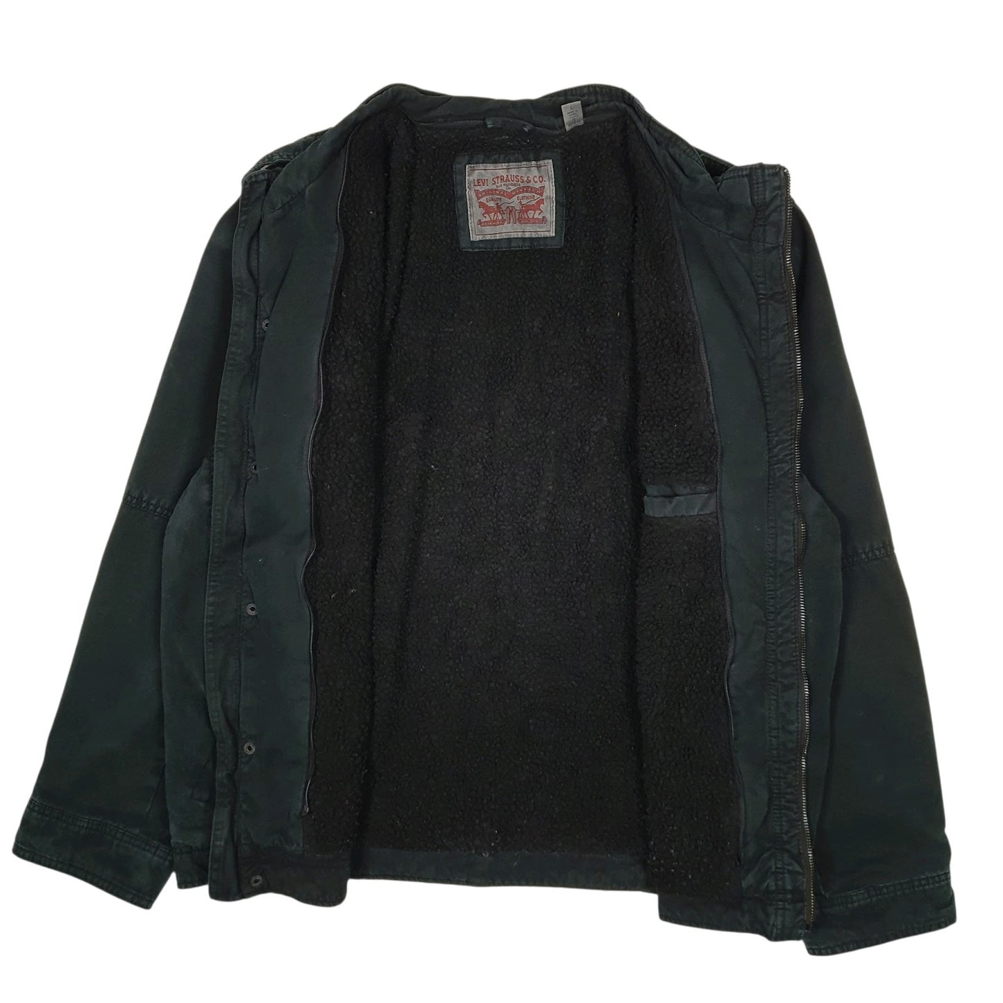 Mens Black Levis Bomber Type 3 Trucker Sherpa Lined Windbreaker  Coat