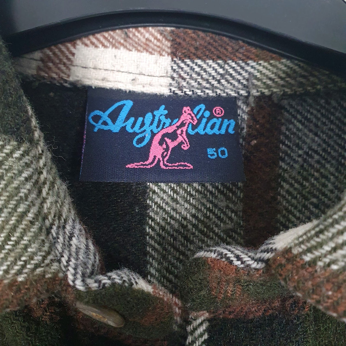 Mens Green Australian Vintage Flannel  Shirt