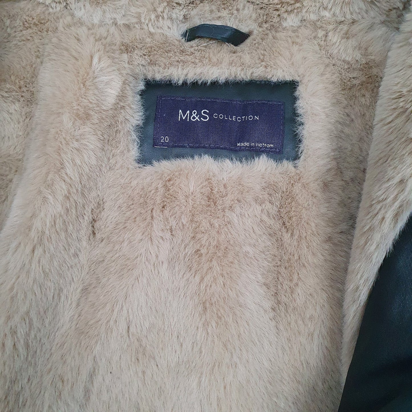 Womens Green M&S Padded Fleece Lined Hoodie Coat