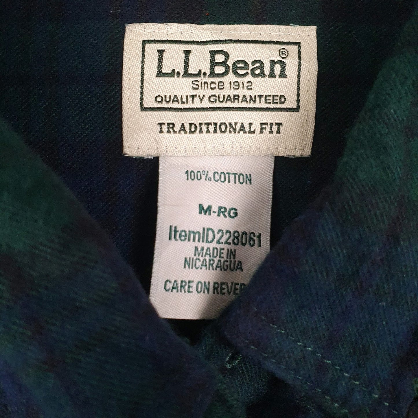 Mens Green L.L.Bean Flannel  Shirt