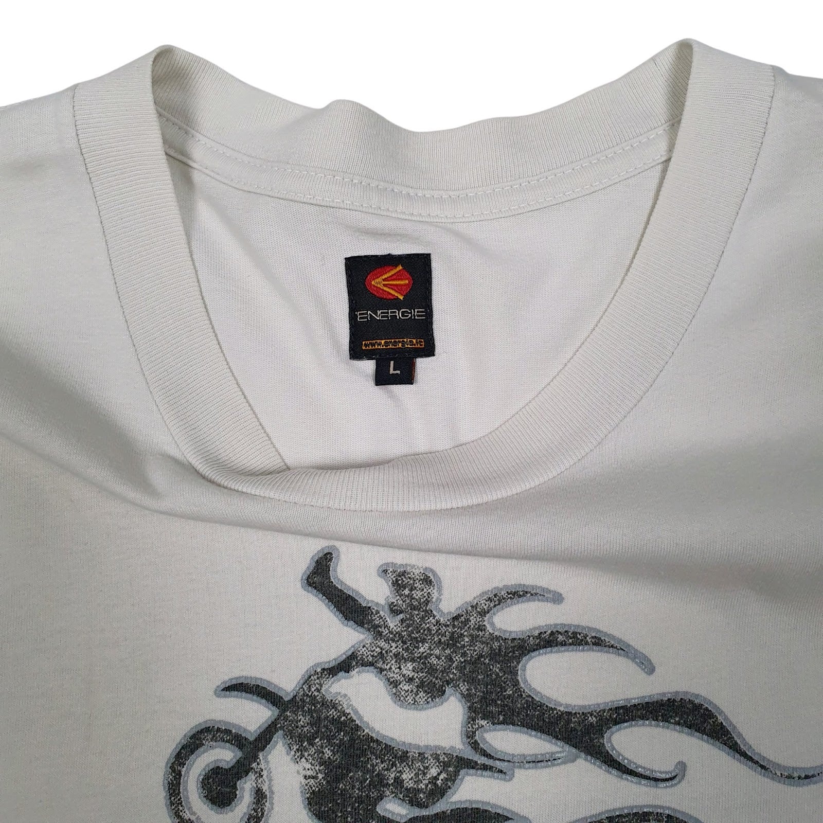 Mens White Energie Crazy On Wheel Motocross  T Shirt