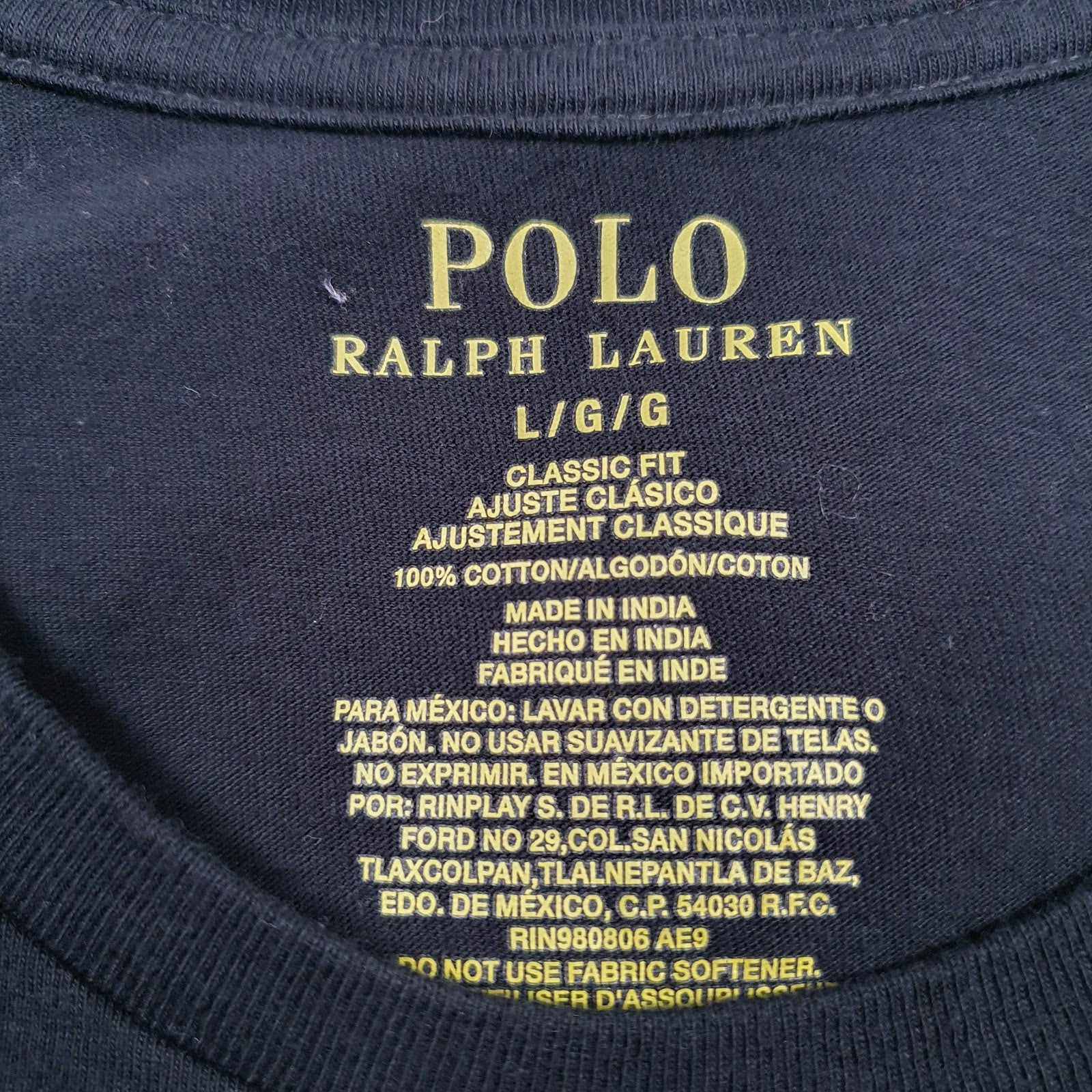 Mens Black Polo Ralph Lauren   T Shirt