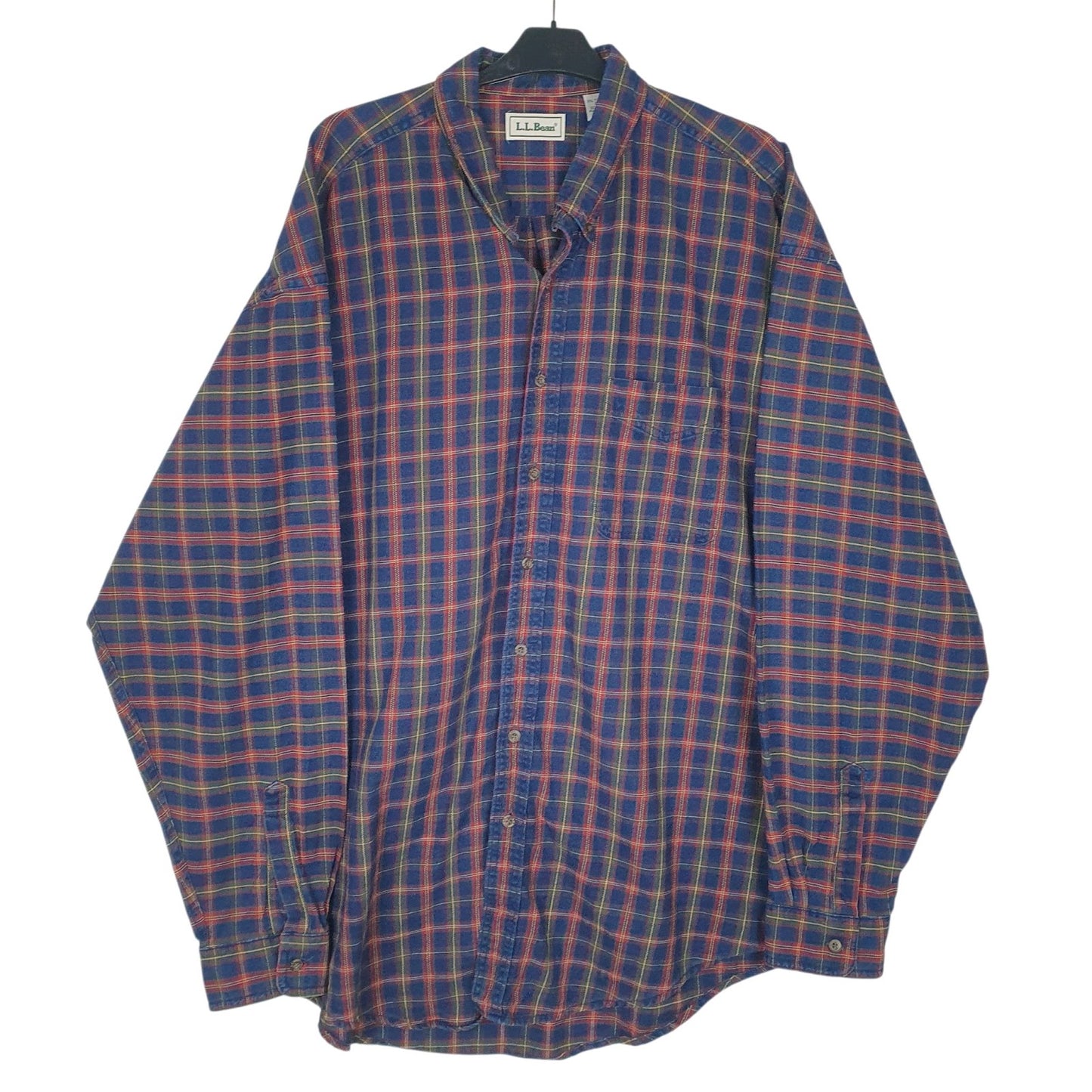 Mens Blue L.L.Bean Flannel Vintage 90s Long Sleeve Shirt