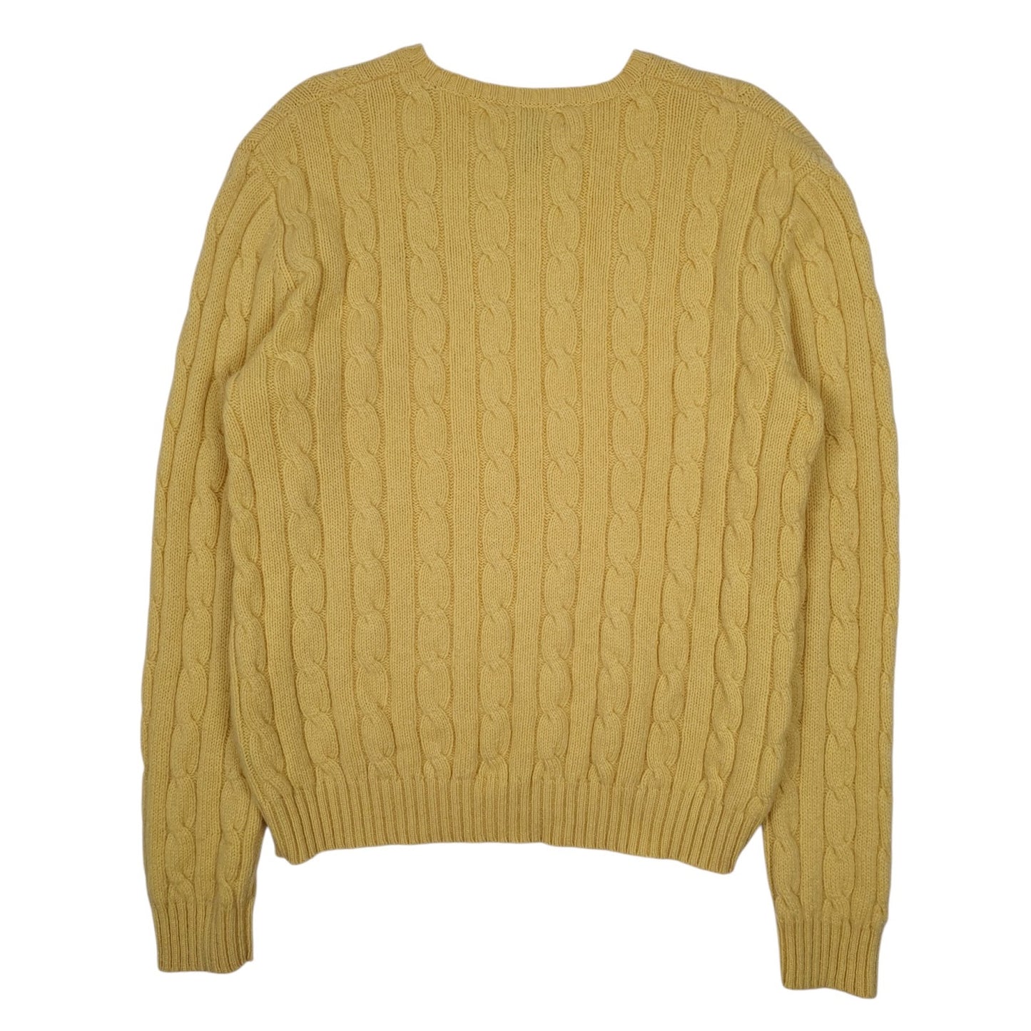 Womens Yellow Ralph Lauren Cable Knit Crewneck Jumper