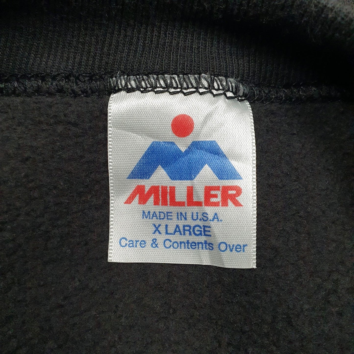 Mens Black Miller Graphic Vintage 90s Made In USA Crewneck Jumper