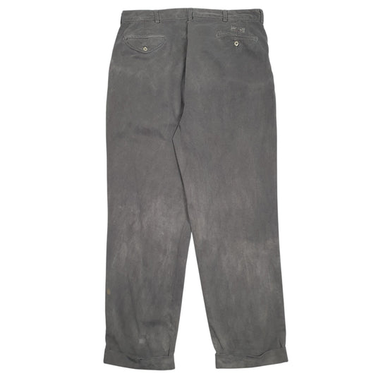 Mens Grey Polo Ralph Lauren Vintage Hammond Pant Double Pleated  Trousers