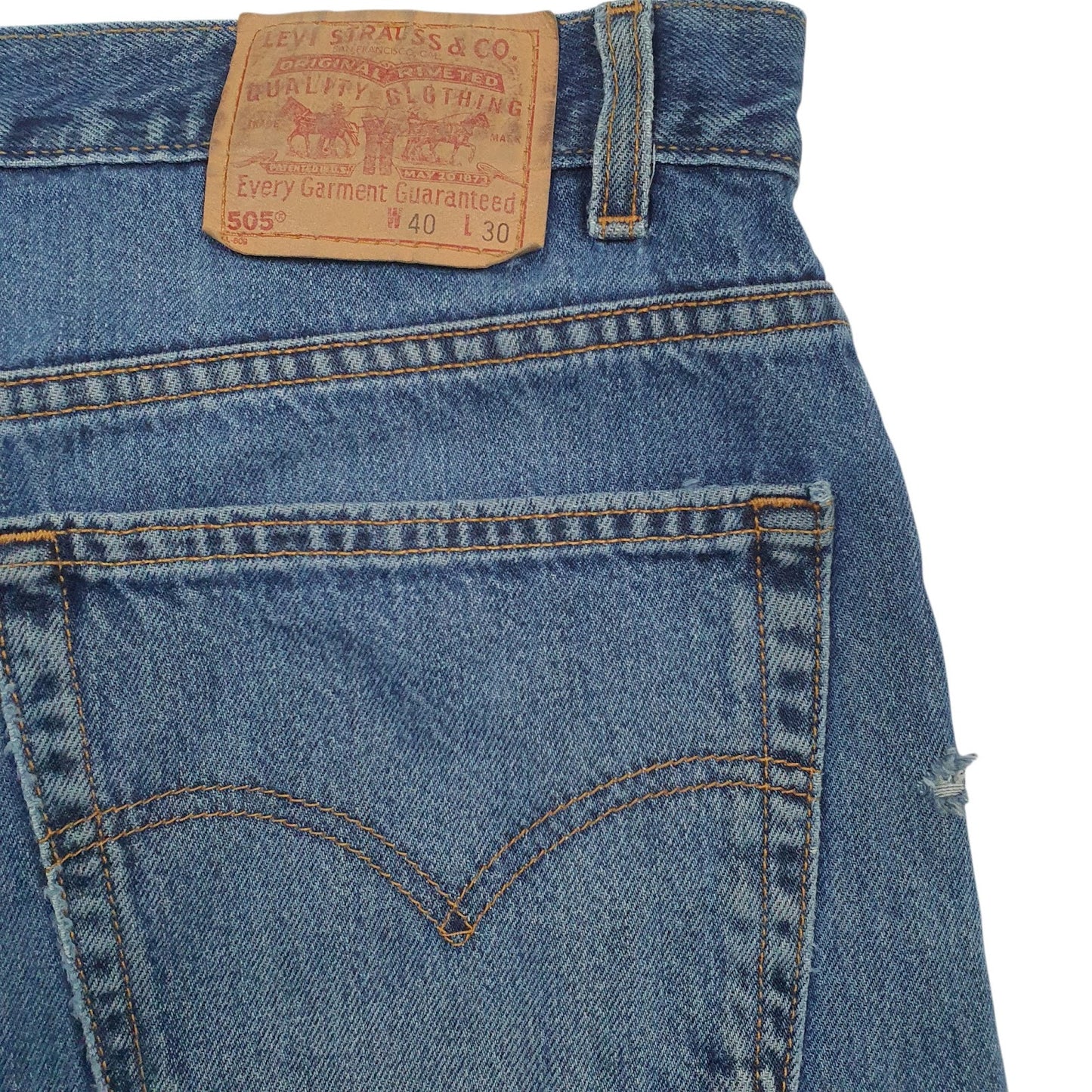 Mens Blue Levis Vintage 90s Made In USA V Neck Shorts