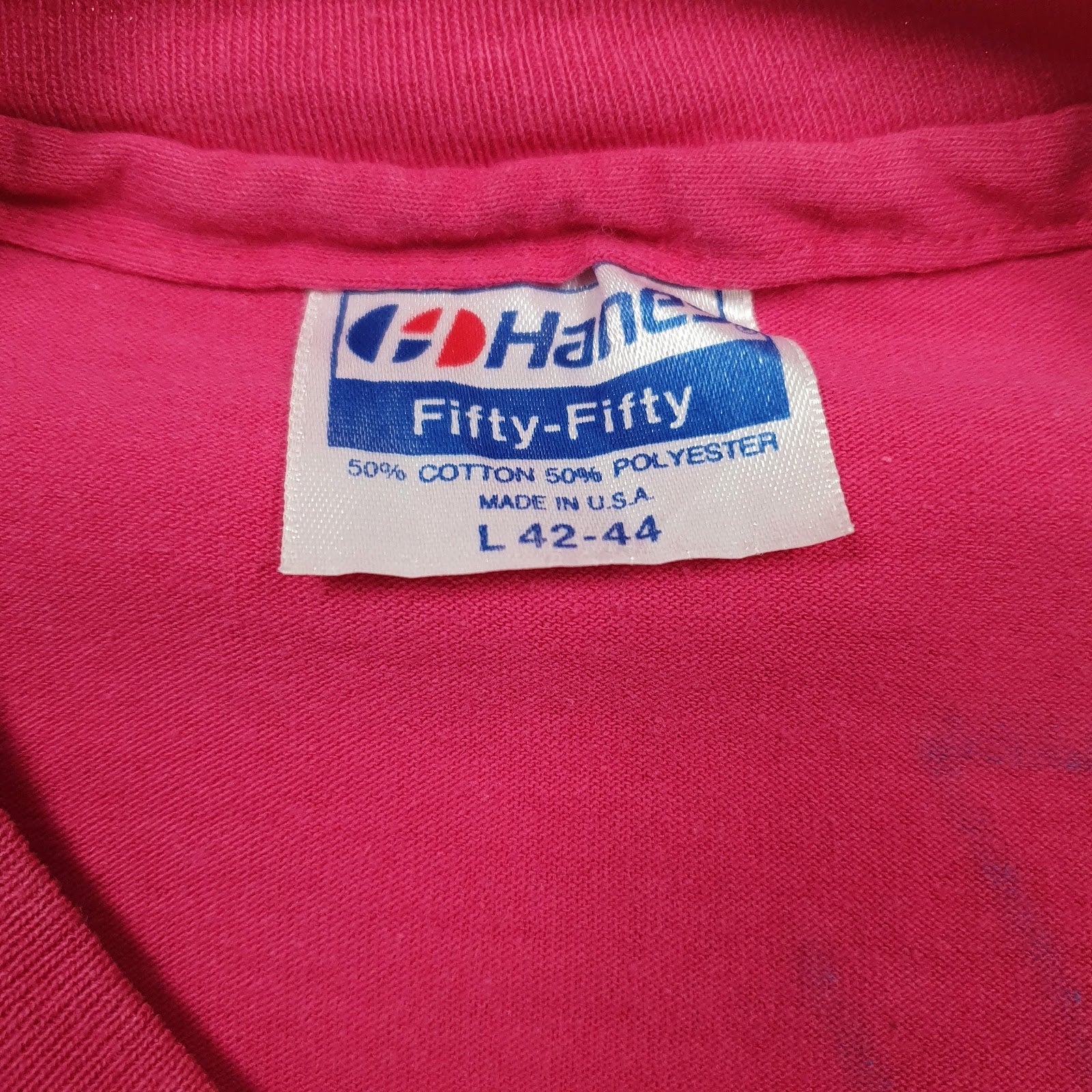 Mens Pink Hanes Vintage 90s Made In USA  T Shirt