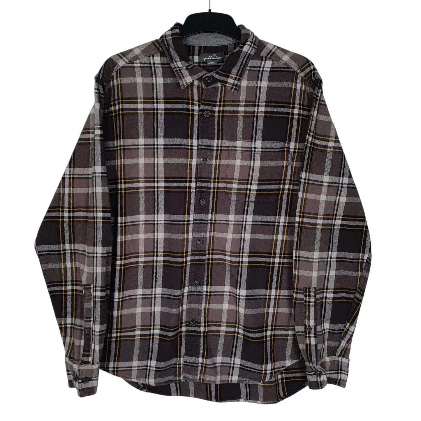 Mens Grey Eddie Bauer Flannel Long Sleeve Shirt