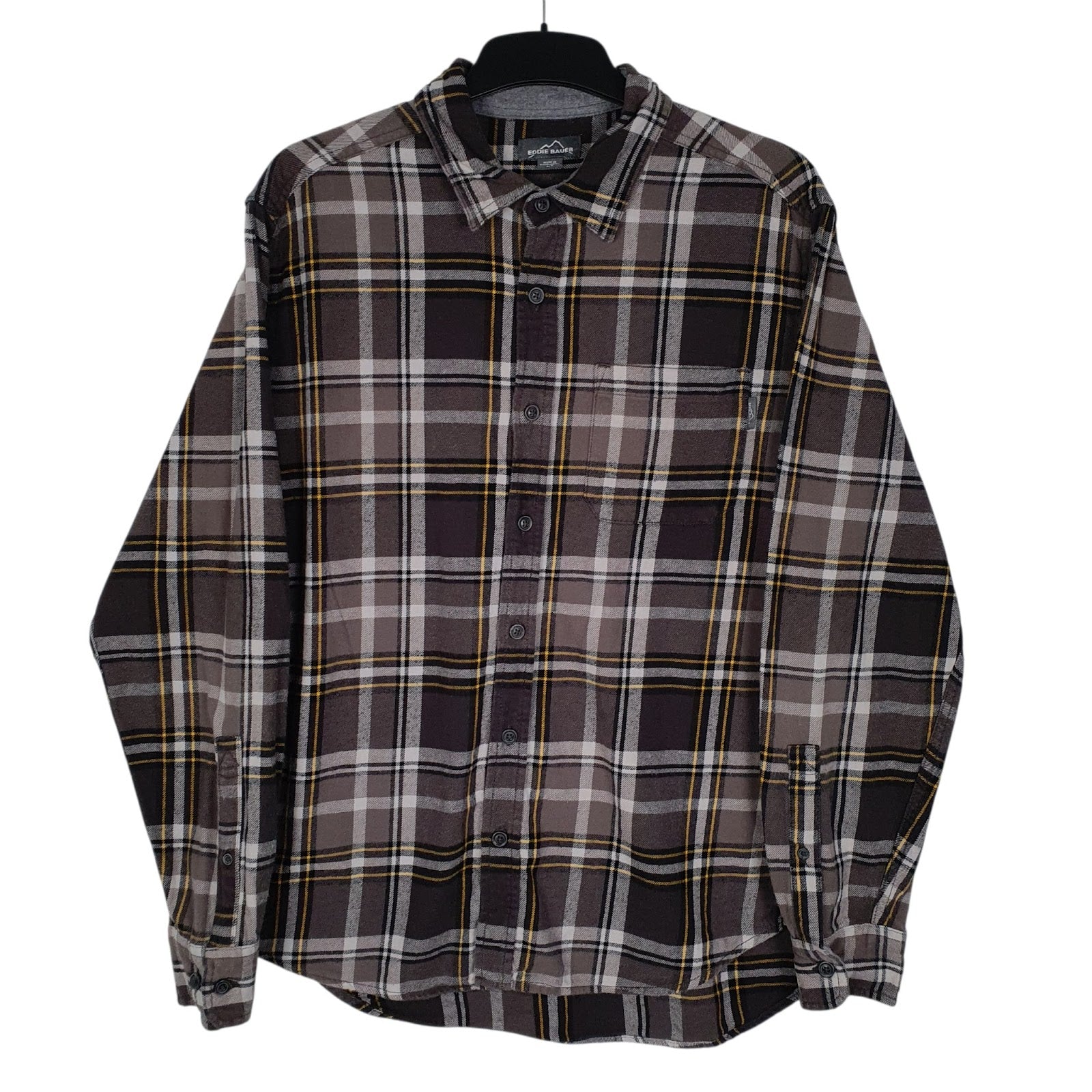 Mens Grey Eddie Bauer Flannel Long Sleeve Shirt