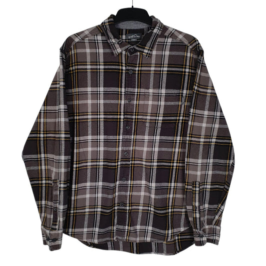 Mens Grey Eddie Bauer Flannel Long Sleeve Shirt