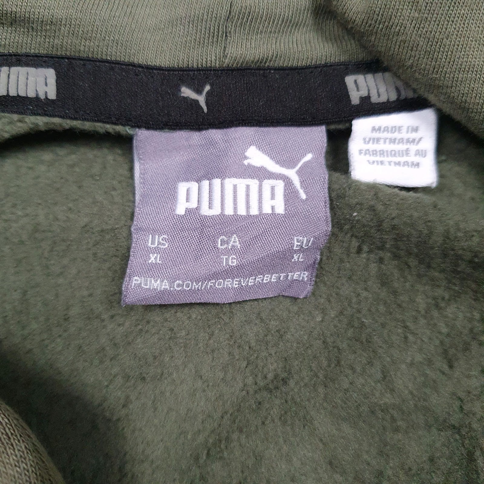 Mens Green Puma Spellout Hoodie Jumper