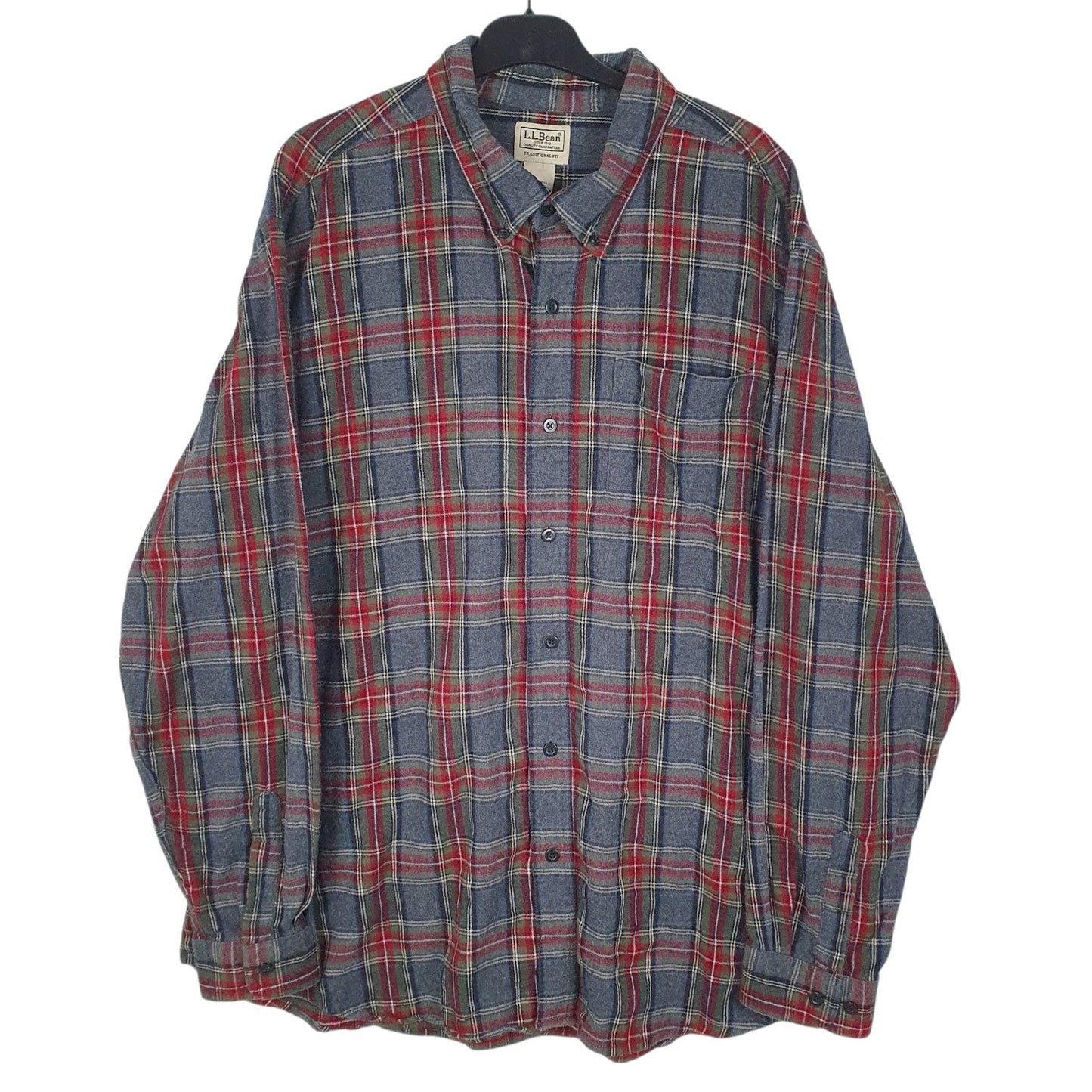 Mens Grey L.L.Bean Flannel Long Sleeve Shirt