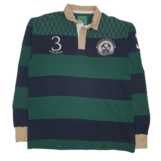 Mens Green Crocker Rugby Ireland Long Sleeve Polo Shirt