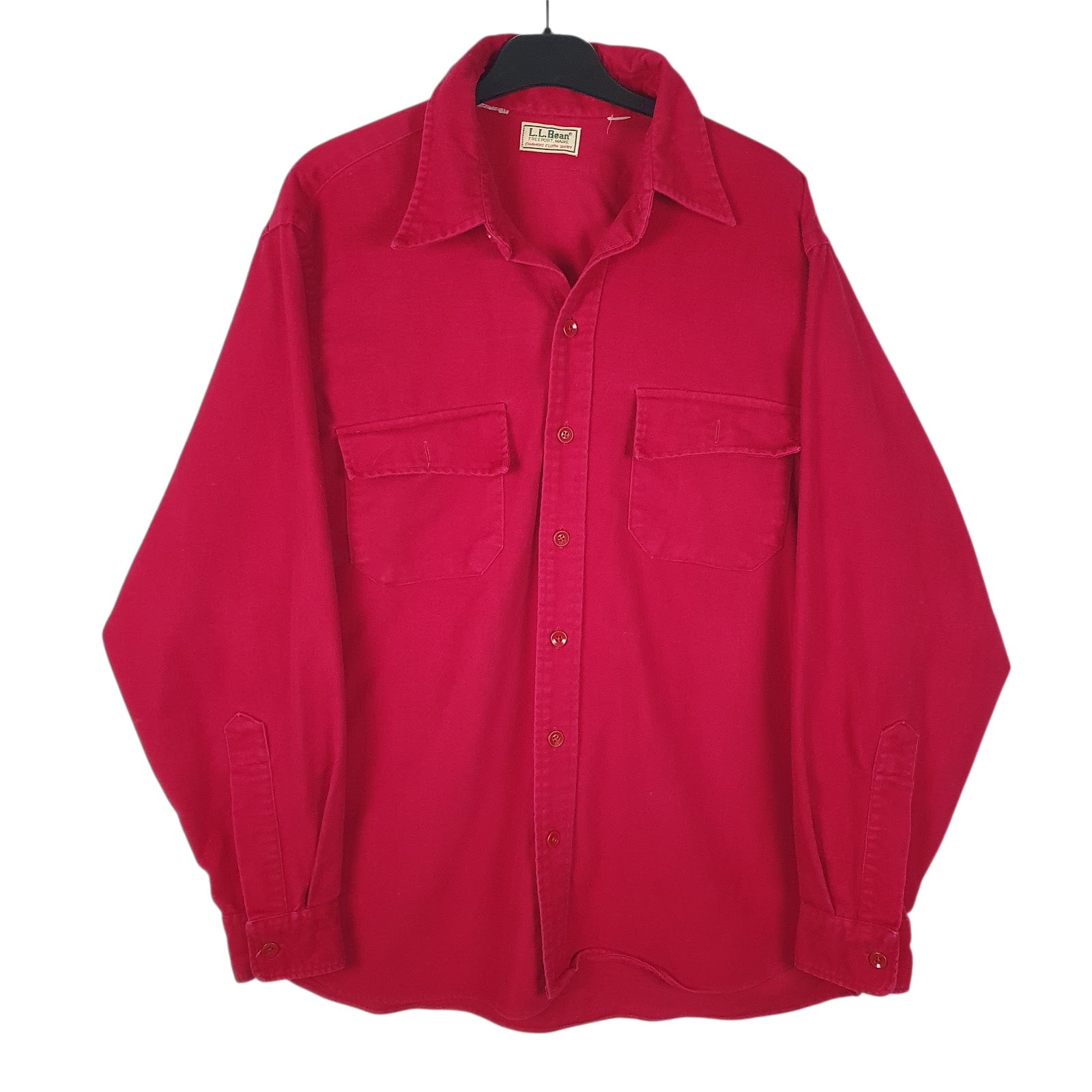 Mens Red L.L.Bean Chamois Long Sleeve Shirt