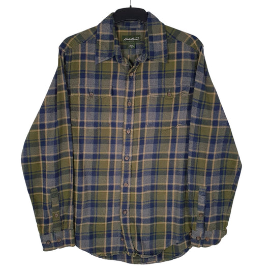 Mens Green Eddie Bauer Flannel Long Sleeve Shirt