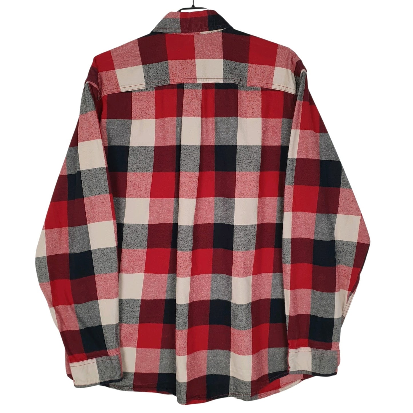 Mens Red Eddie Bauer Heavyweight Plaid Flannel  Shirt