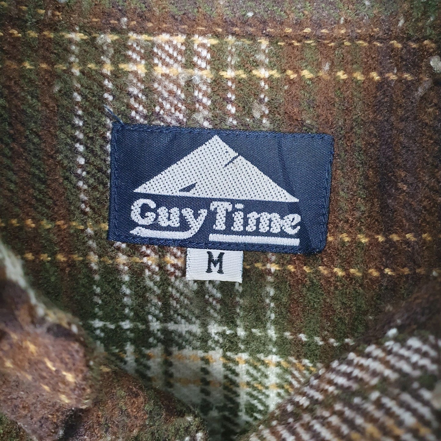 Mens Brown Guy Time Vintage Flannel  Shirt