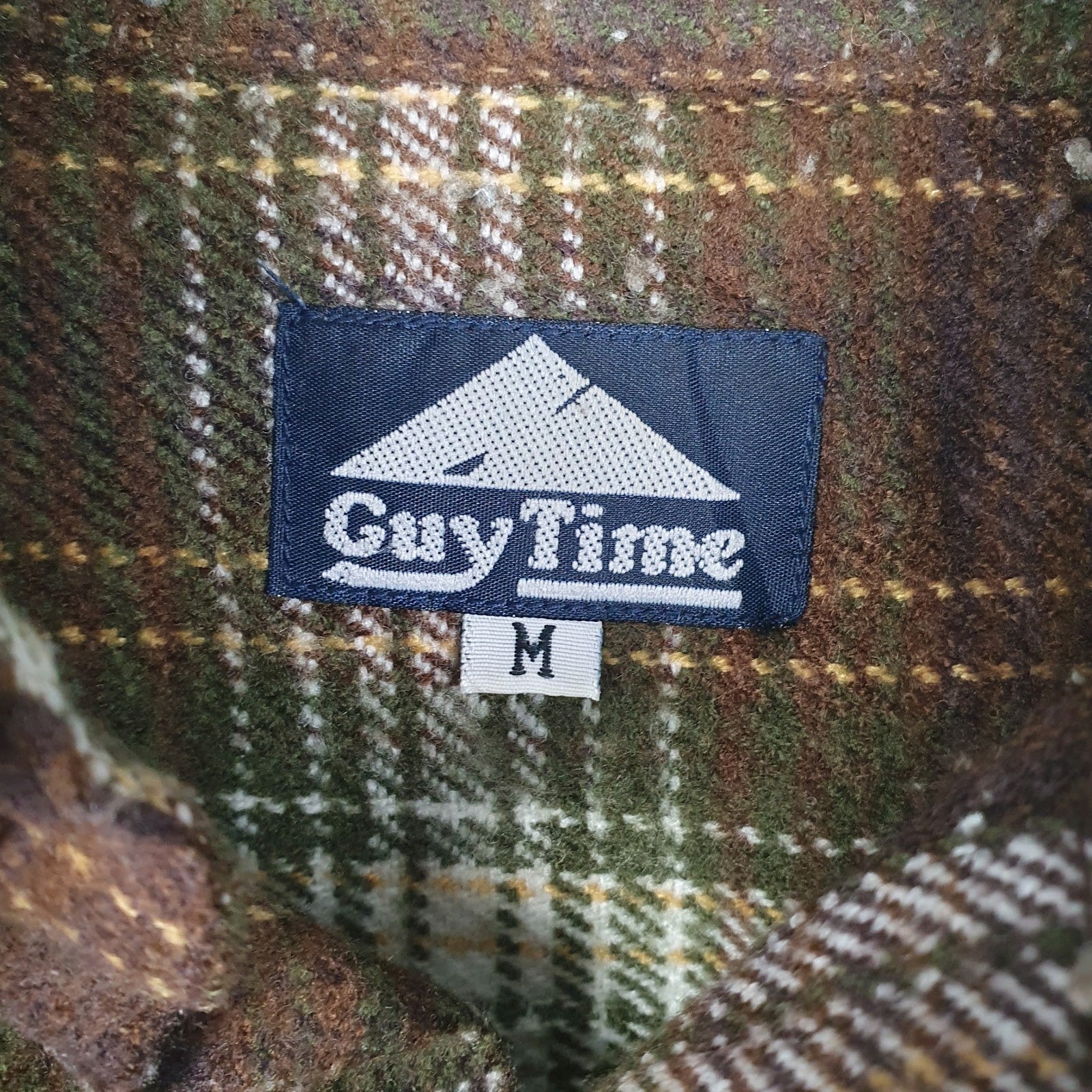 Mens Brown Guy Time Vintage Flannel  Shirt