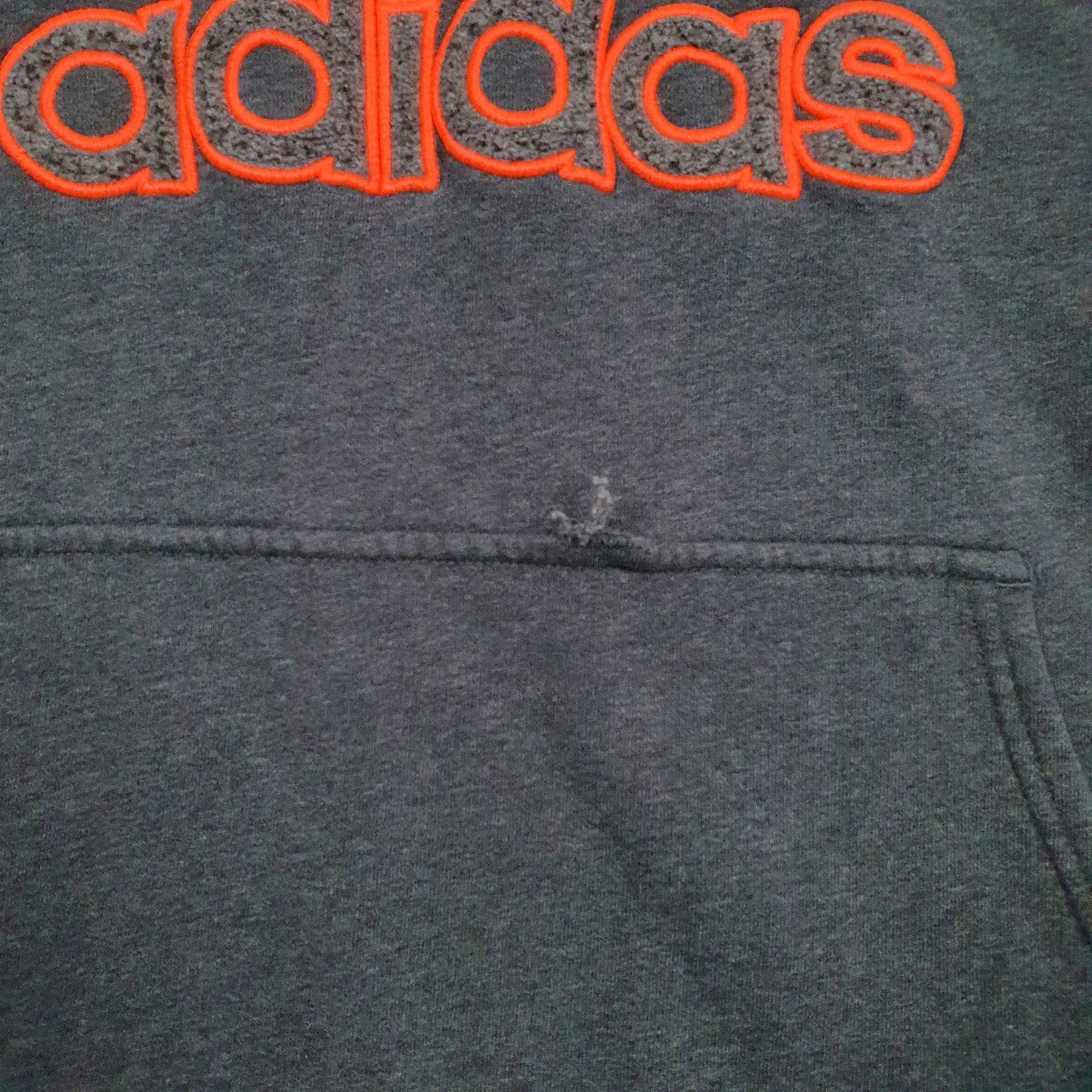 Mens Grey Adidas Spellout Hoodie Jumper