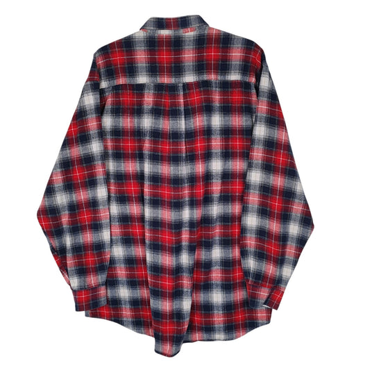Mens Red Outdoor Classic Khaki Plaid Flannel  Shirt